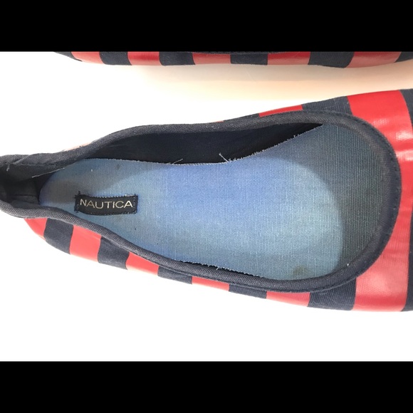 Nautica Scow Blue Red Striped Flats Cap Toe Size 9 - Picture 6 of 7